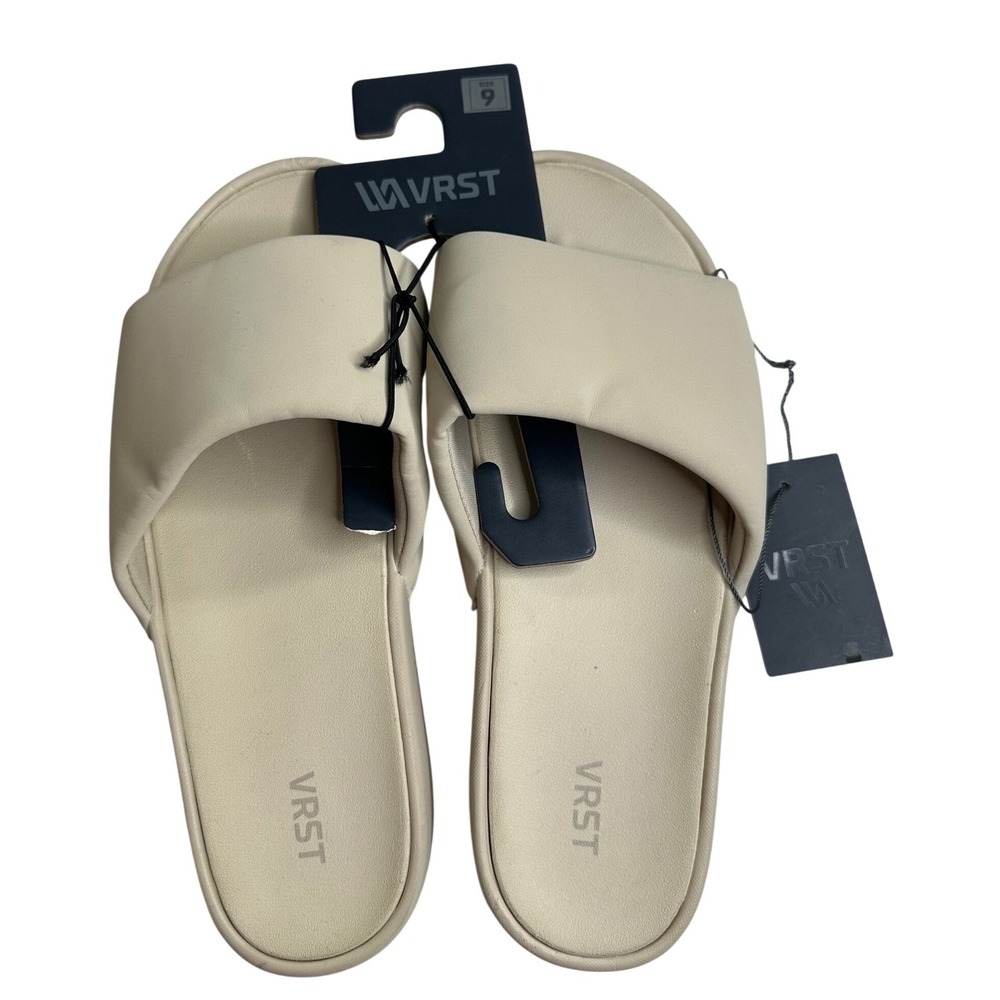 VRST Men's Khaki Sand Slides Padded Strap Sandals VRST25MS13 Size 9 resort wear